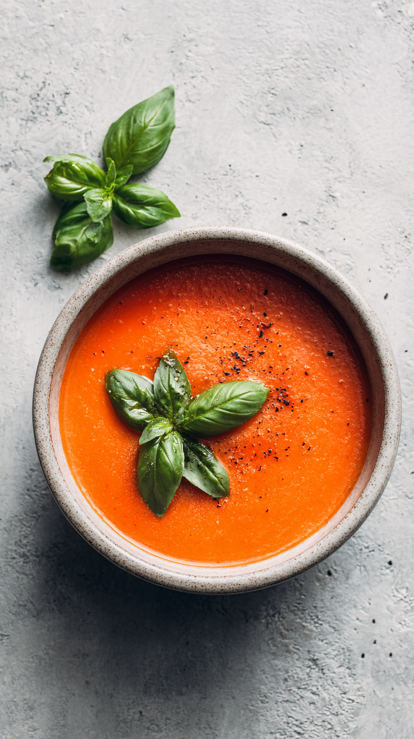 Tomato &amp; Basil Soup  Recipe | Flamyay